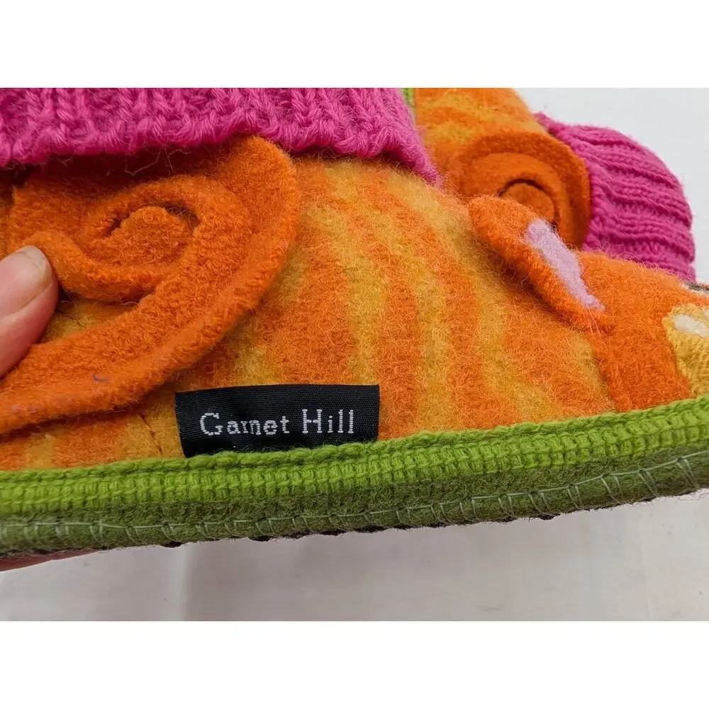 Garnet Hill 100% New Wool Cat Slipper Kid Size 1 Unique Warm Comfy Lounge Casual